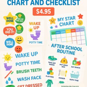 toddler routine bundle printable – 8 pages with morning & night charts, reward chart, stickers & checklist