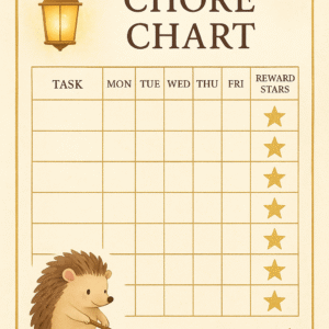 magical fall forest kids chore chart kit – 6 pages printable (chores + rewards)