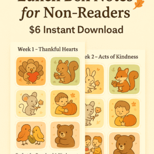 30 thanksgiving picture lunch box notes for non readers | printable gratitude cards for preschool & kindergarten kids | lunch box notes for preschoolers | lunch box notes for kindergarteners | lunch box notes for kids kindergarten |
