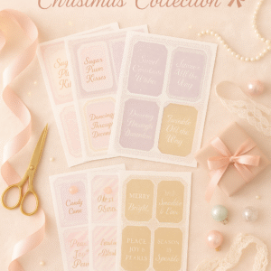 sugar plum coquette christmas gift tags printable – 9 page deluxe collection | pastel coquette christmas tags | balletcore holiday gift tags | luxury printable set